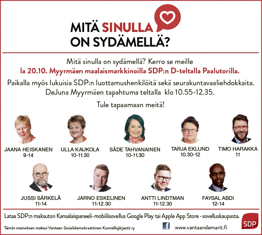 Vantaan Demarit maalaismarkkinoilla 20.10. Paalutorilla