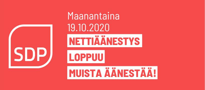 MAANANTAINA 19.10.2020 NETTIÄÄNESTYS PÄÄTTYY