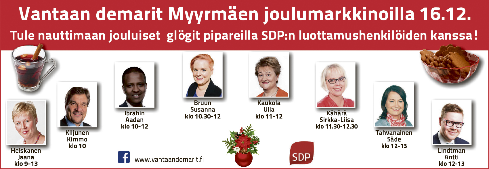 Demarit Myyrmäen joulumarkkinoilla 16.12. Tervetuloa glögille ja piparille
