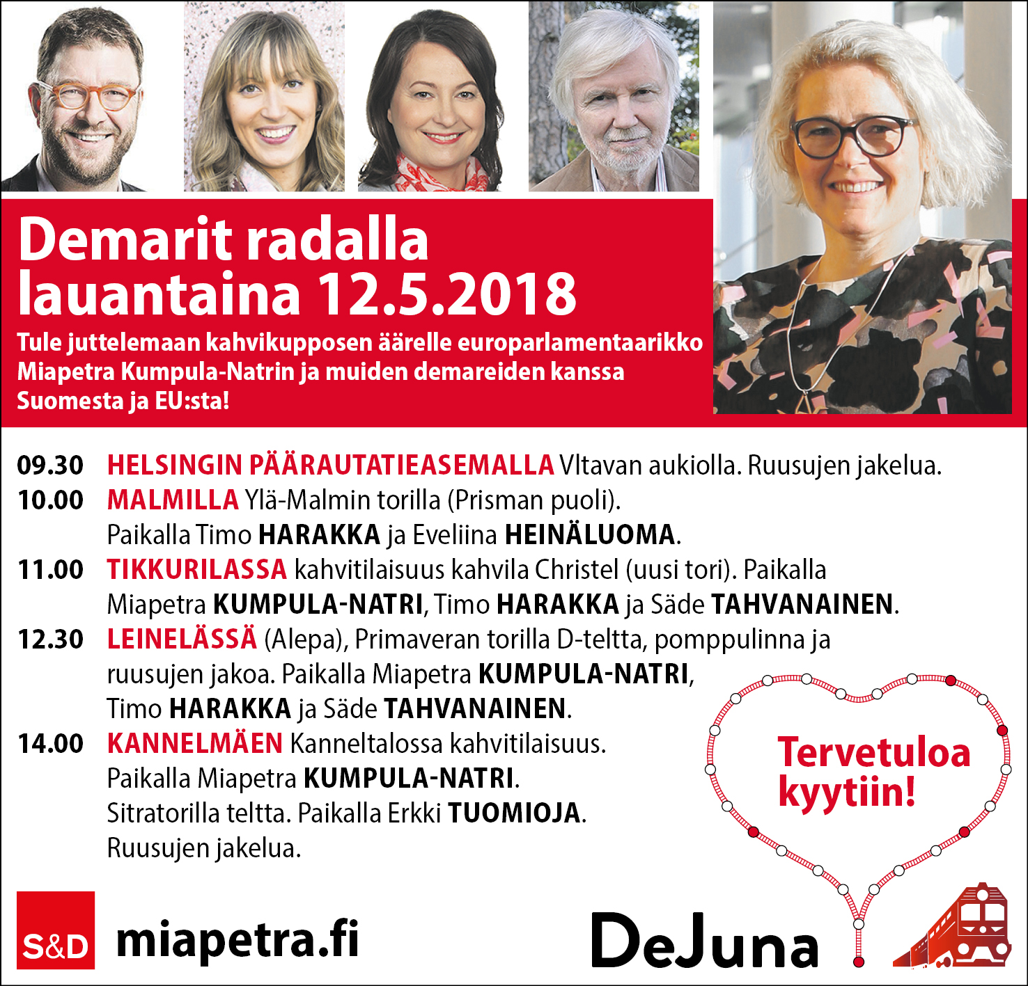 DJuna puksuttaa lauantaina 12.5. Tervetuloa mukaan!