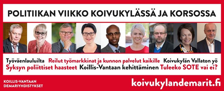 3.-7.9. Koivukylän politiikan viikko. Koivukylä, Korso ja Rekola.