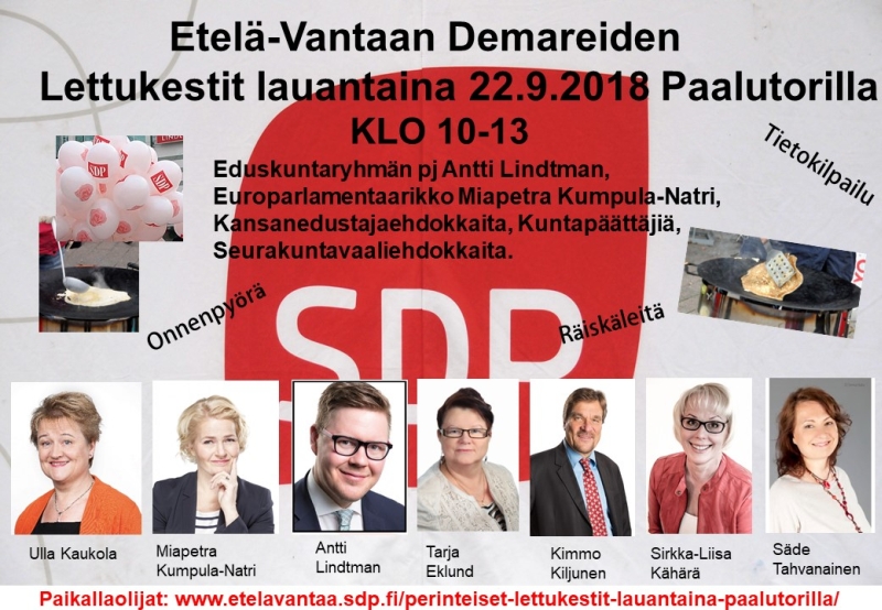 Etelä-Vantaan Demareiden lettukestit lauantaina Paalutorilla