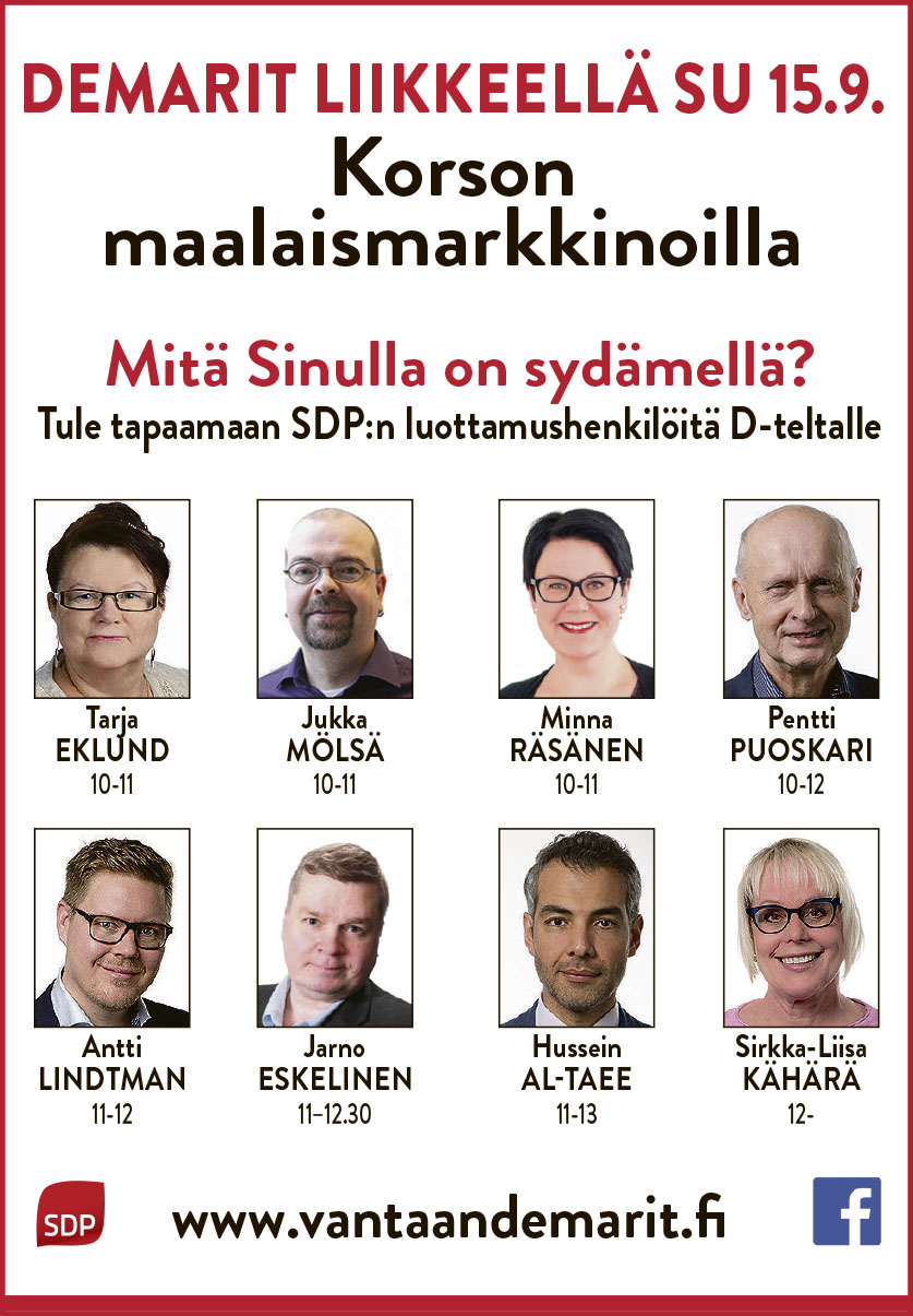 Demarit liikkeellä Korson maalaismarkkinoilla su 15.9.